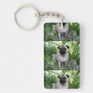 pug sitting keychain