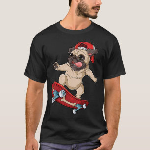 Pug Skateboard T Dog Puppy Funny Skater Skateboard T-Shirt