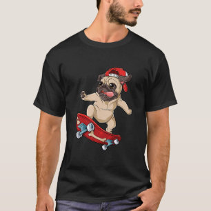 Pug Skateboard T Shirt Dog Puppy Funny Skater Skat