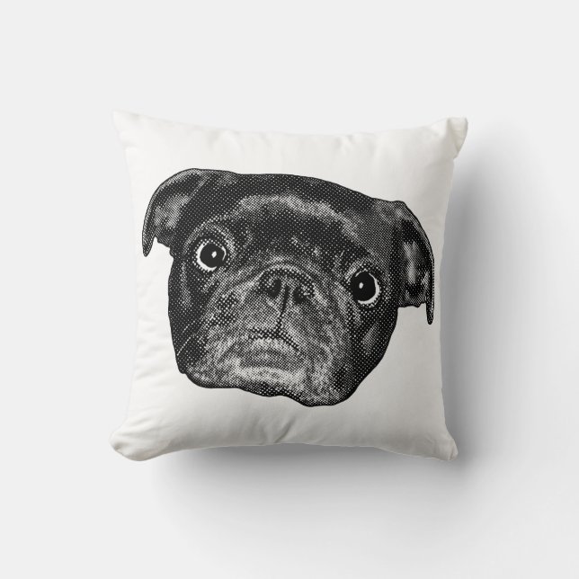 Pug Smiles Dot Pillow (Front)