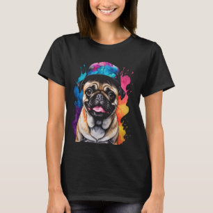 Pug Snapback Cap Dog Colourful Funny Animal Art Pr T-Shirt
