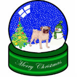 pug snow globe photo sculpture ornament<br><div class="desc">cute holiday ornament</div>