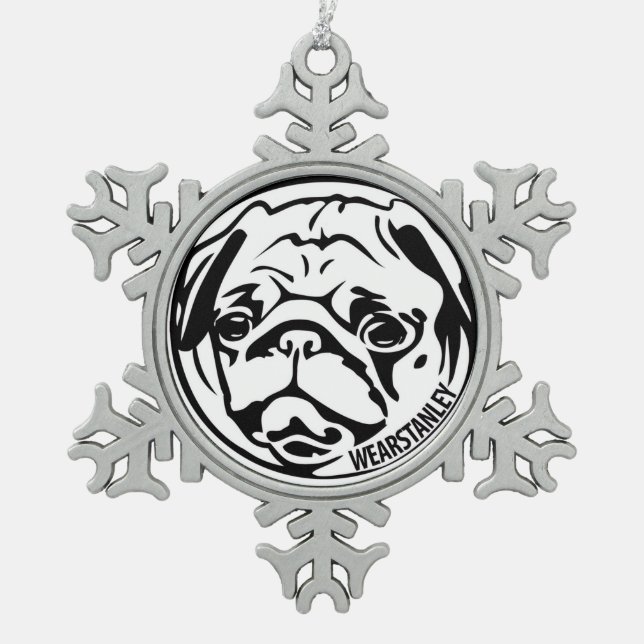pug snowflake ornament (Front)