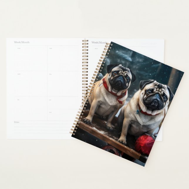 Pug Snowy Sleigh Christmas Decor Planner (Display)