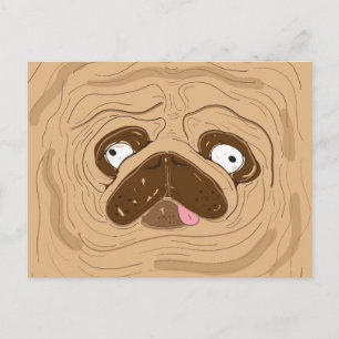 Pug Spreading Wrinkles Face Postcard