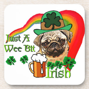 Pug St Patricks Coaster