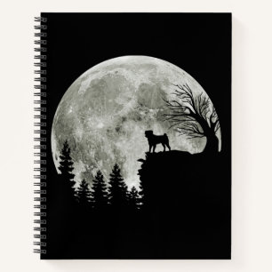 Pug Stand On Mountain Spooky Halloween Moon Notebook