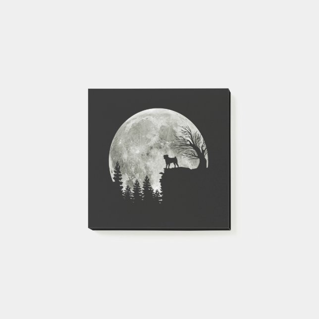 Pug Stand On Mountain Spooky Halloween Moon Post-it Notes (Front)