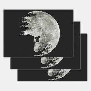 Pug Stand On Mountain Spooky Halloween Moon Wrapping Paper Sheet