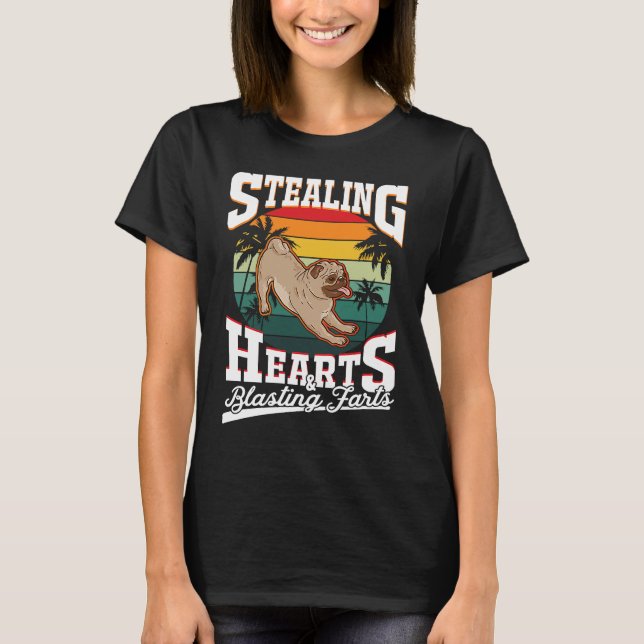 Pug Stealing hearts & blasting farts Valentine's D T-Shirt (Front)