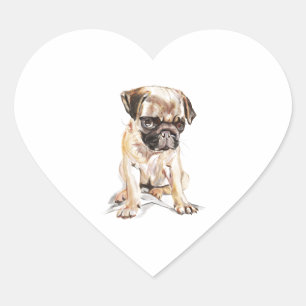 Pug Sticker –  Heart Sticker, Dog Lover