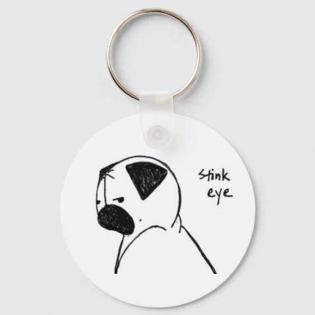 Pug Stink Eye Keychain (Front)