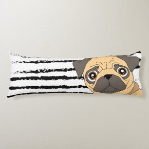 Pug striped pattern body pillow