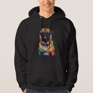 Pug Sunglasses Dog Colourful Funny Animal Art Prin Hoodie
