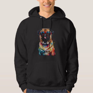 Pug Sunglasses Dog Colourful Funny Animal Art Prin Hoodie
