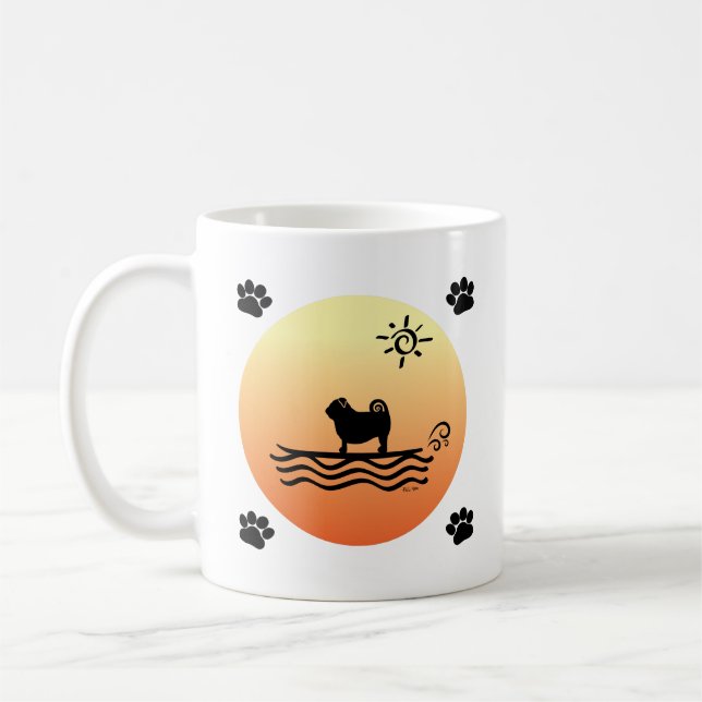 Pug Surf Coffee Mug (Left)