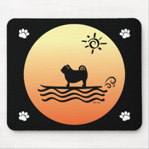 Pug Surf Mouse Pad