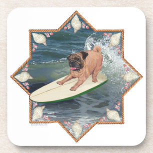 Pug Surfer Dude Coaster