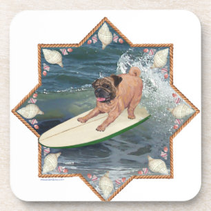 Pug Surfer Dude Coaster