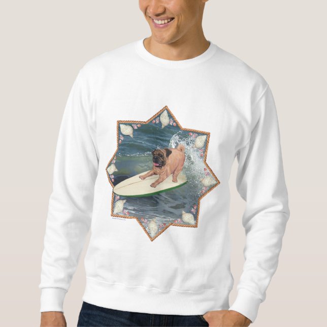 Pug Surfer Dude Sweatshirt (Front)
