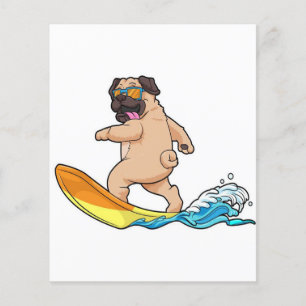 Pug Surfing Surfboard Pug Wearing Glasses Flyer