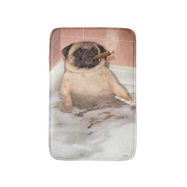 Pug Taking Bubble Bath Bath Mat (Front Vertical)