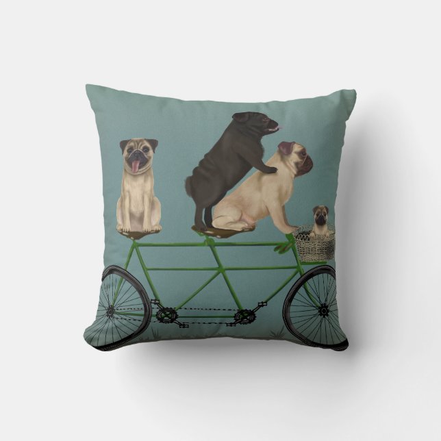 Pug Tandem Throw Pillow (Front)