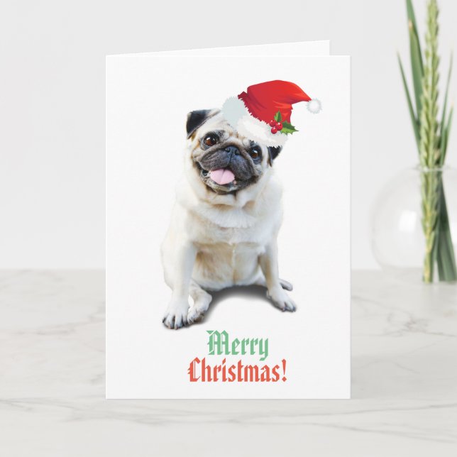 Pug themed Merry Christmas! card (Front)