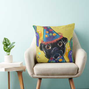 Pug throw pillow