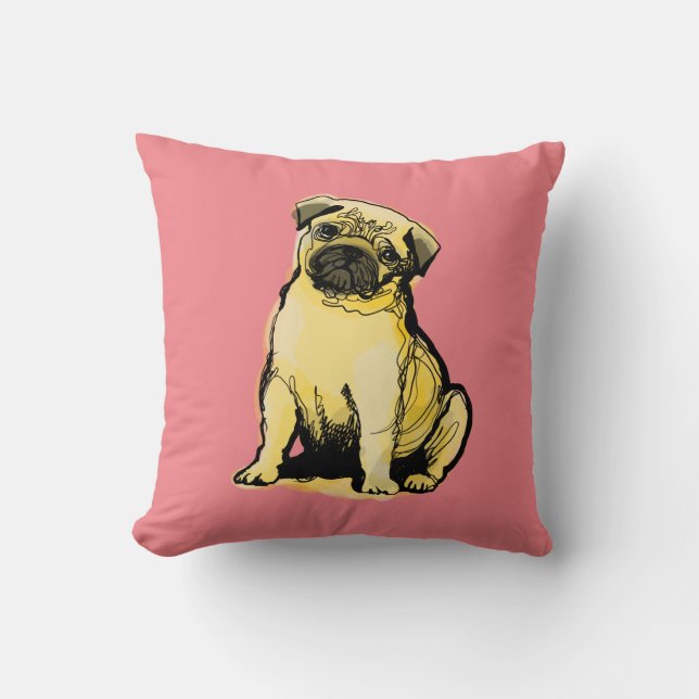 Pug Throw Pillow (Front)