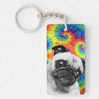 Pug Tie Dye Key Ring