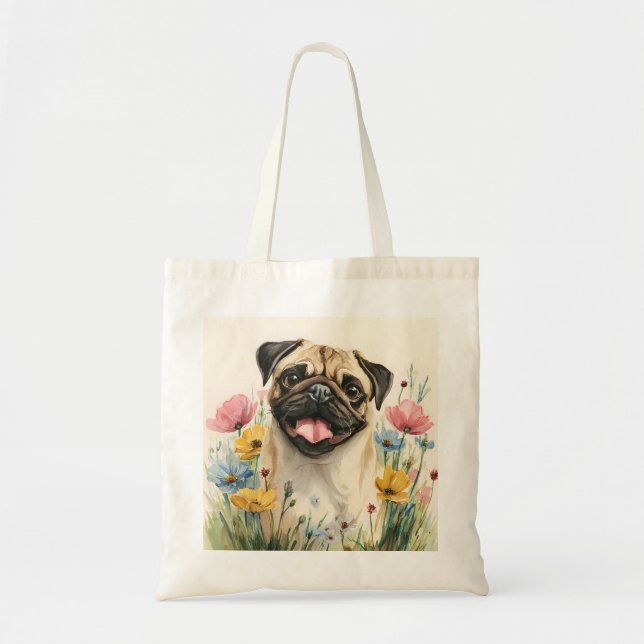 Pug Tote – Watercolor (Front)