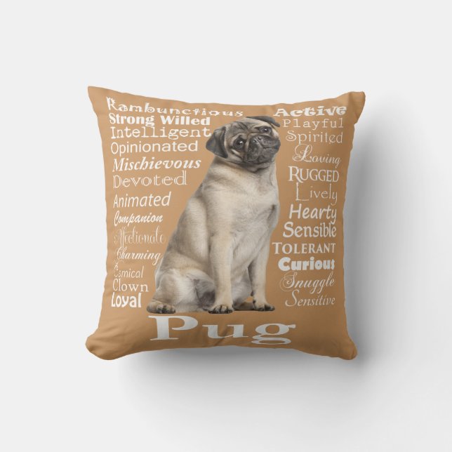 Pug Traits Pillow (Front)
