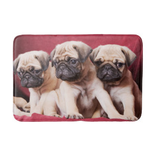 Pug Triplets Bath Mat