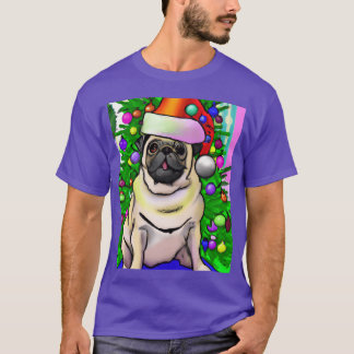 Pug Ugly Christmas Pug With A Christmasree And gir T-Shirt