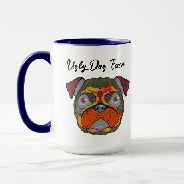 Pug ugly dog face mug (Left)