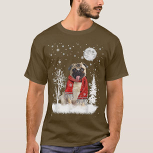 Pug Under Moonlight Snow Christmas Pajama T-Shirt