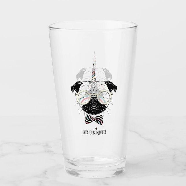 Pug Unicorn | Be Unique Glass (Front)