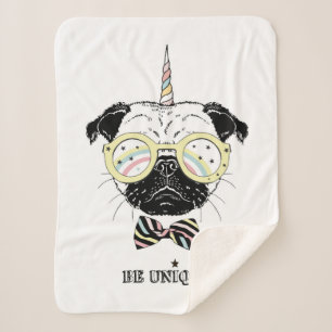 Pug Unicorn Be Unique Sherpa Blanket