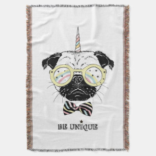 Pug Unicorn   Be Unique Throw Blanket