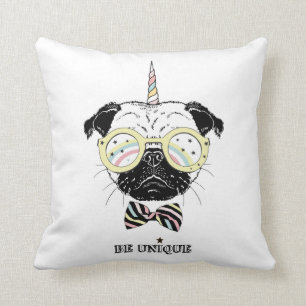 Pug Unicorn Be Unique Throw Pillow