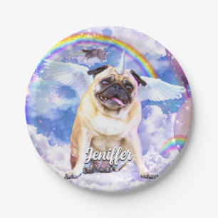 Pug unicorn - Cute pugicorn Paper Plate