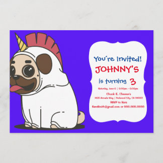 PUG UNICORN INVITATION