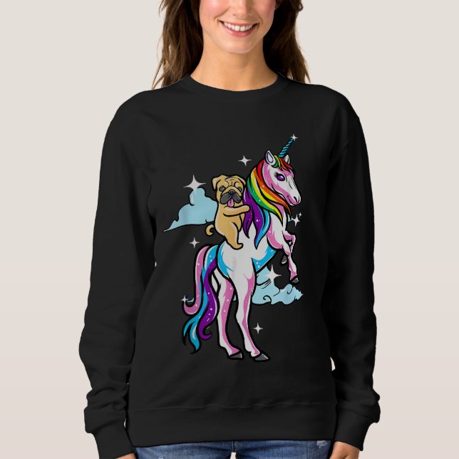 Pug Unicorn Magical Unicorns Squad Kids Long Sleev Sweatshirt (Front)