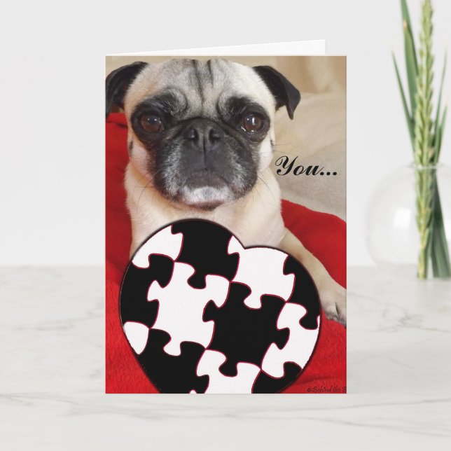 Pug Valentine Holiday Card (Front)