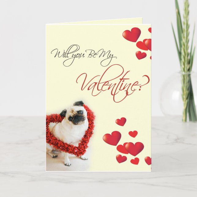Pug Valentine Holiday Card (Front)