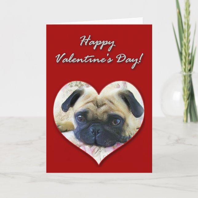 Pug Valentines Day Card (Front)