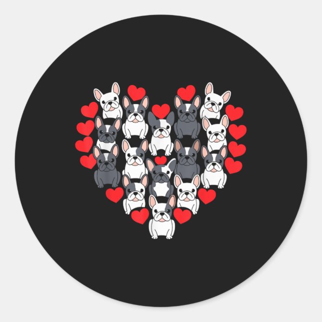 Pug Valentines Day Heart Formation Dog Lover Cute  Classic Round Sticker (Front)