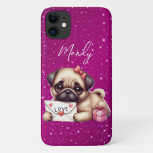 Pug Valentine's Day Personalized Pug Puppy Love iPhone 11 Case