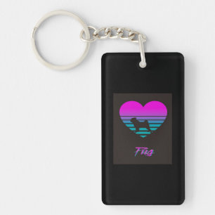 Pug Vaporwave Heart Pug Dog Lover Gift Keychain